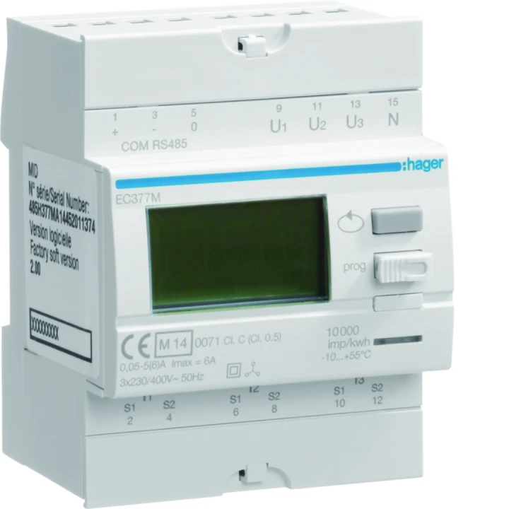 Compteur tri via CT3000/5A Modbus MID