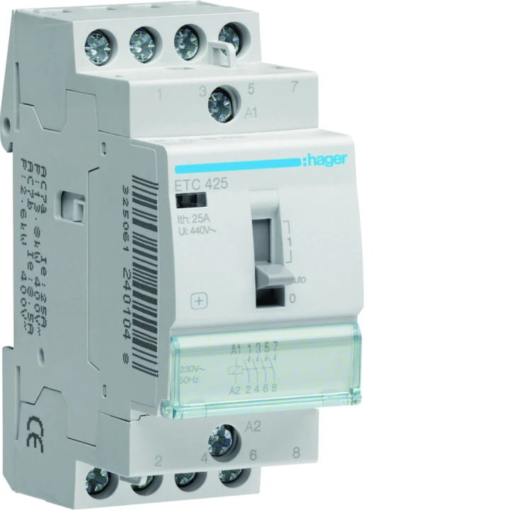 Contacteur Jour-Nuit 25A, 4F, 230V 2 module
