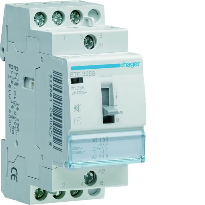 Contacteur Silencieux Jour-Nuit 25A, 3F, 230V 2 module