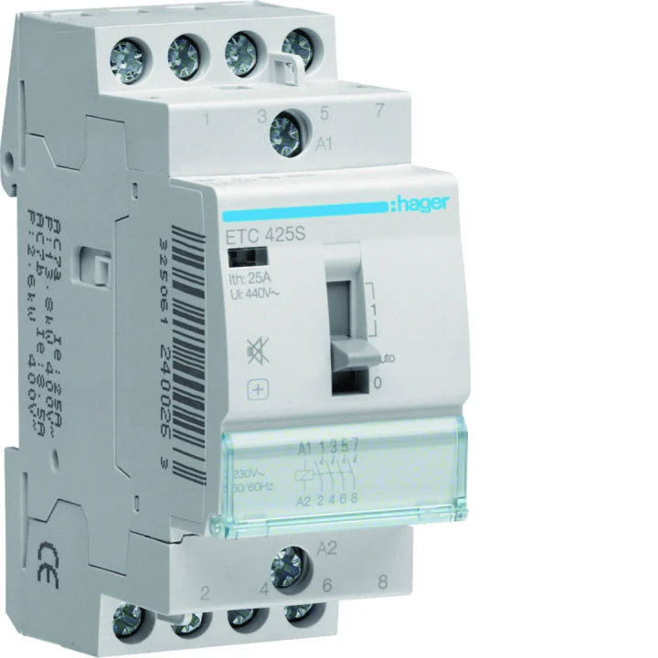 Contacteur Silencieux Jour-Nuit 25A, 4F, 230V 2 module