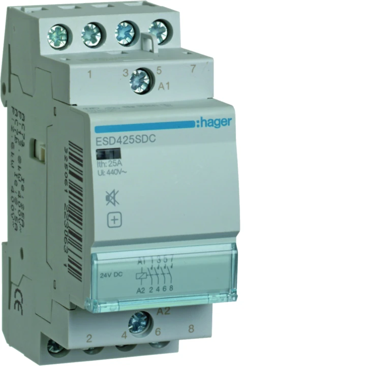 Contacteur silencieux sans commande manuelle 25A, 4F, 24V DC