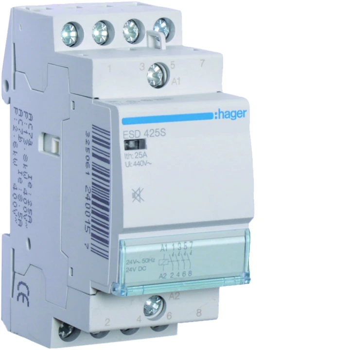 Contacteur silencieux sans commande manuelle 25A, 4F, 24V