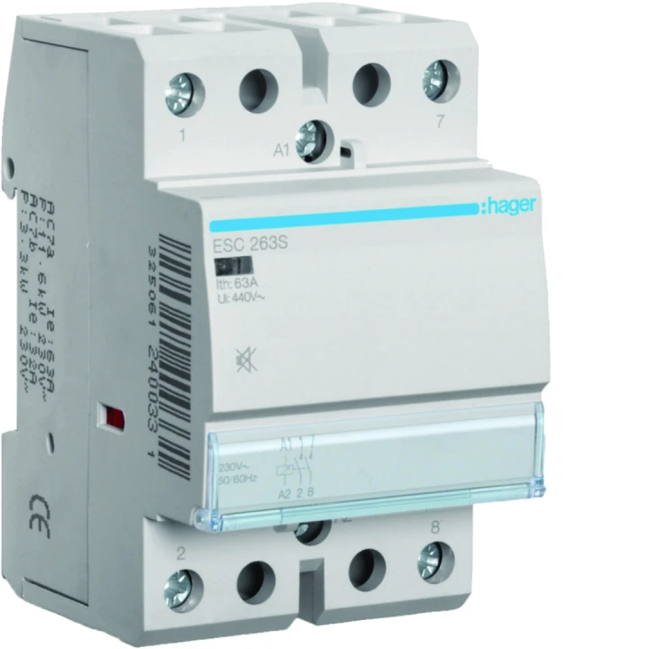 Contacteur silencieux sans commande manuelle 63A, 2F, 230V