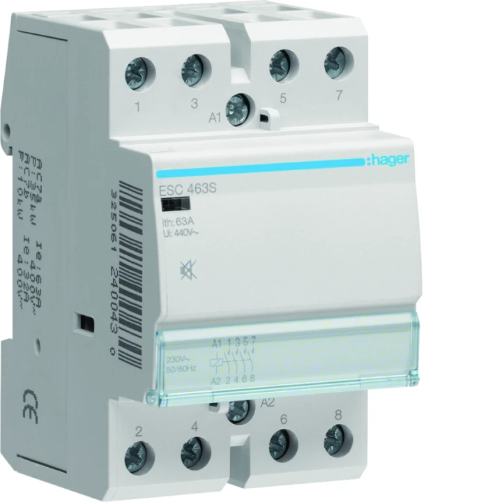 Contacteur silencieux sans commande manuelle 63A, 4F, 230V