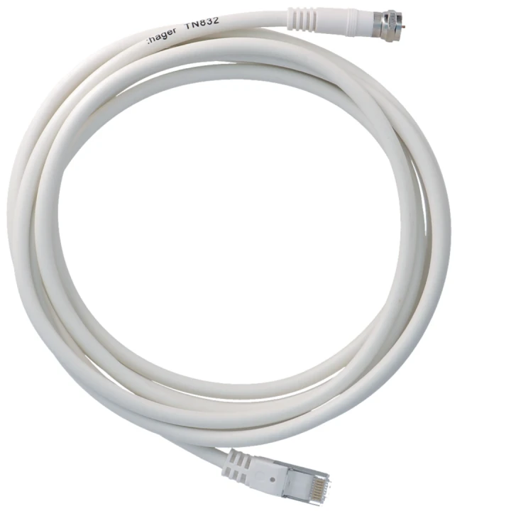 CordonTV RJ45/fiche "F" longueur 3m