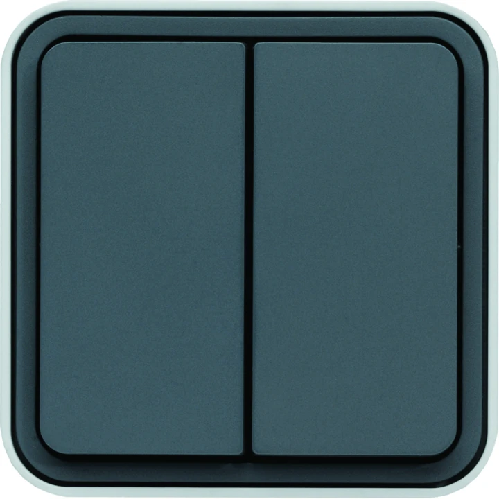 cubyko leaf double interrupteur va-et-vient étanche gris installation saillie
