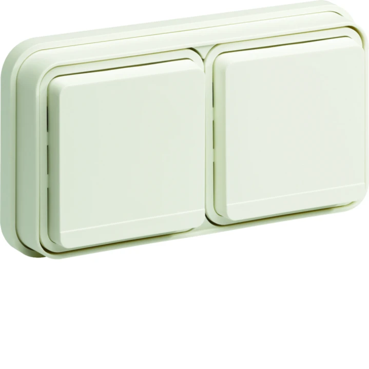 cubyko Prise double horizontale 2P+T encastré blanc IP55