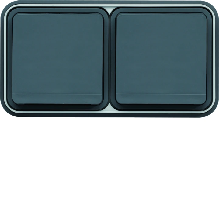 cubyko Prise double horizontale 2P+T encastré gris IP55