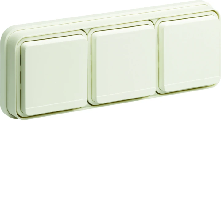 cubyko Prise triple horizontale 2P+T encastré blanc IP55
