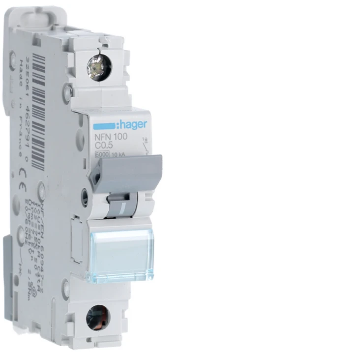 Disjoncteur 0,50A 1P 6-10kA Courbe C 1module