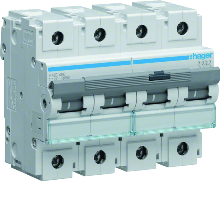 Disjoncteur 100A 4P 15kA Courbe C 6modules