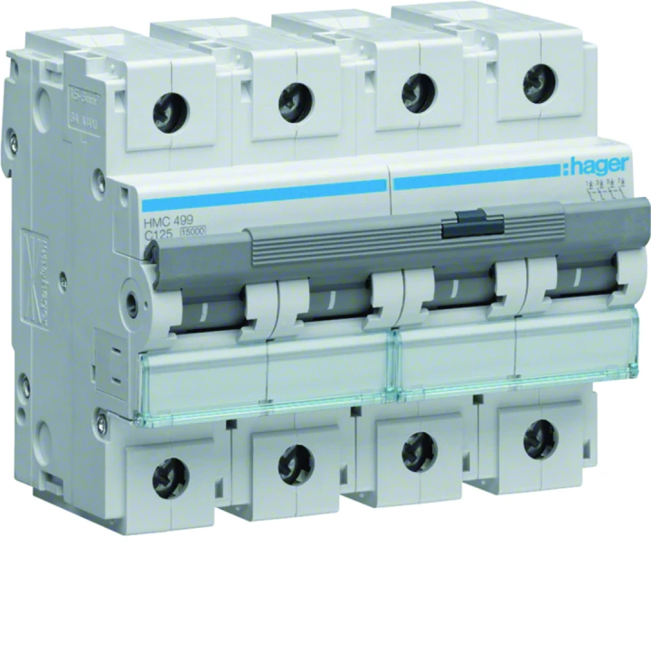 Disjoncteur 125A 4P 15kA Courbe C 6modules