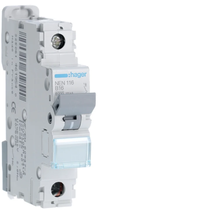 Disjoncteur 16A 1P 6-10kA Courbe B 1module