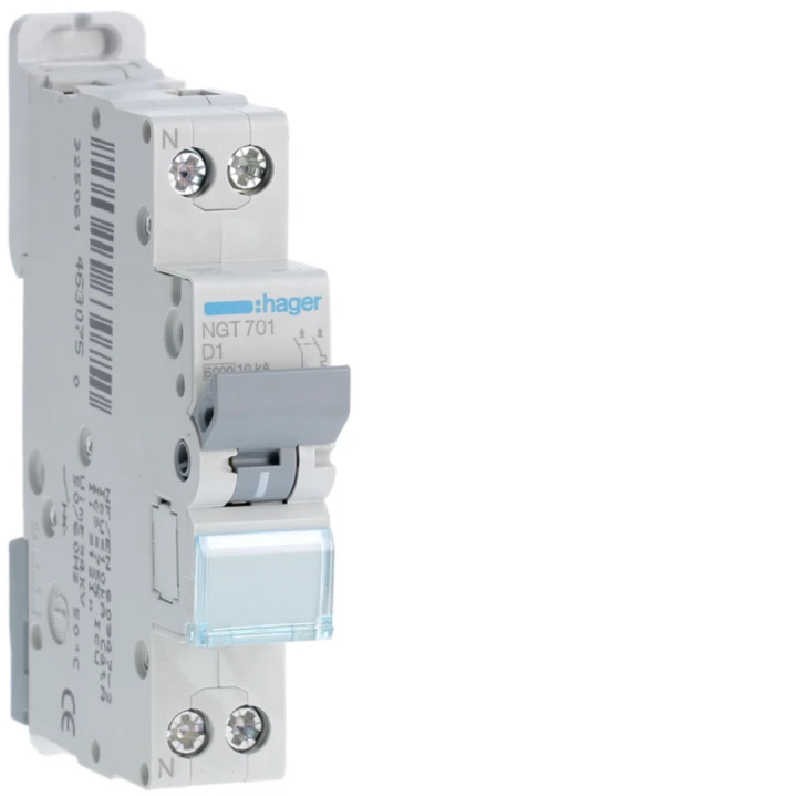 Disjoncteur 1A 1P+N 6-10kA Courbe D 1module