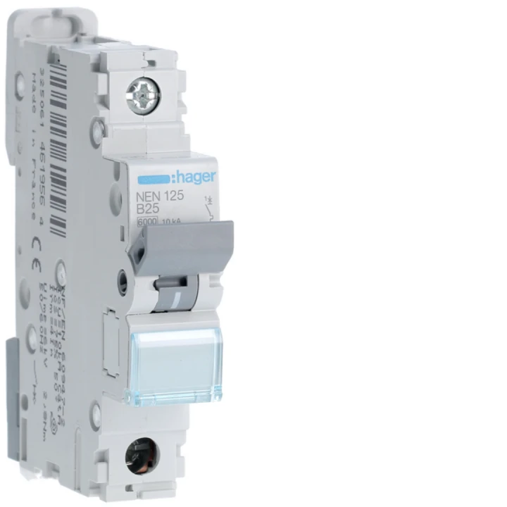 Disjoncteur 25A 1P 6-10kA Courbe B 1module