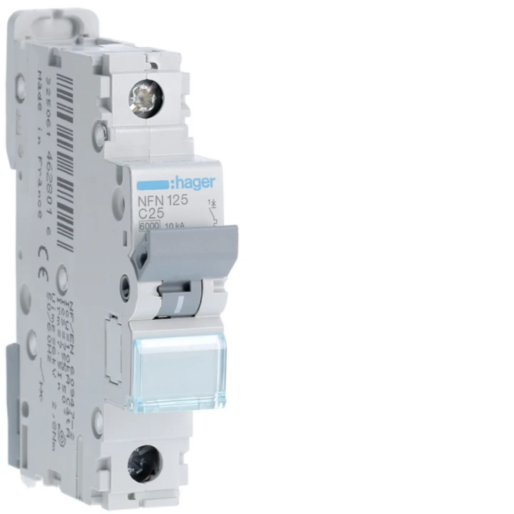 Disjoncteur 25A 1P 6-10kA Courbe C 1module