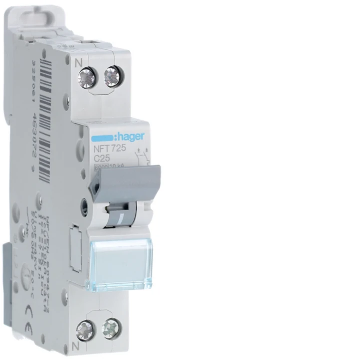 Disjoncteur 25A 1P+N 6-10kA Courbe C 1module