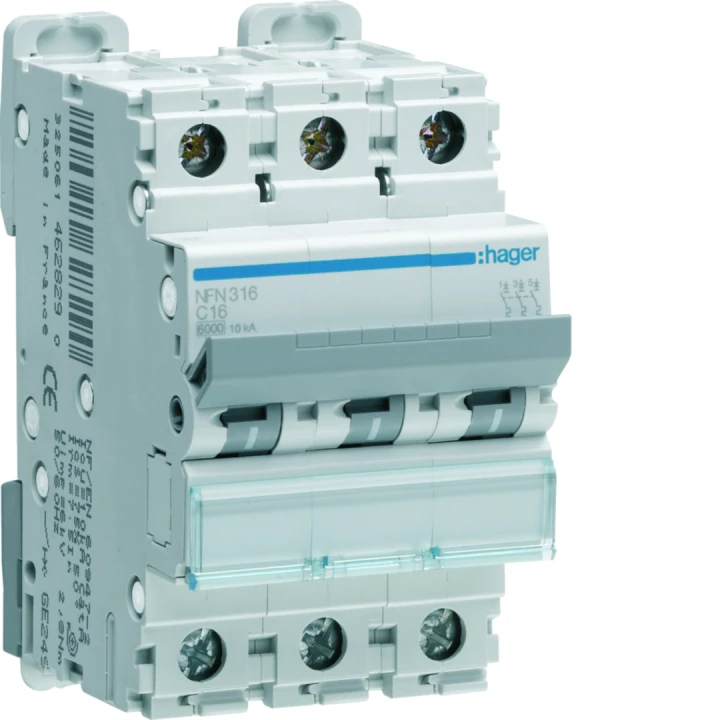 Disjoncteur 25A 3P 6-10kA Courbe C 3modules