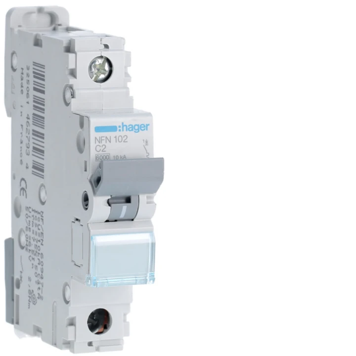 Disjoncteur 2A 1P 6-10kA Courbe C 1module