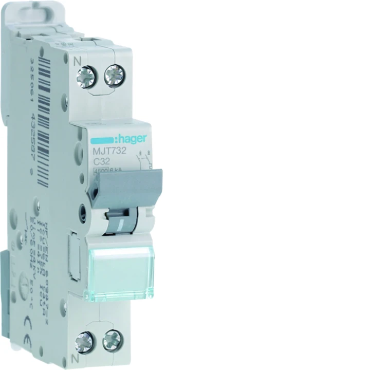 Disjoncteur 32A 1P+N 4,5-6kA Courbe C 1module