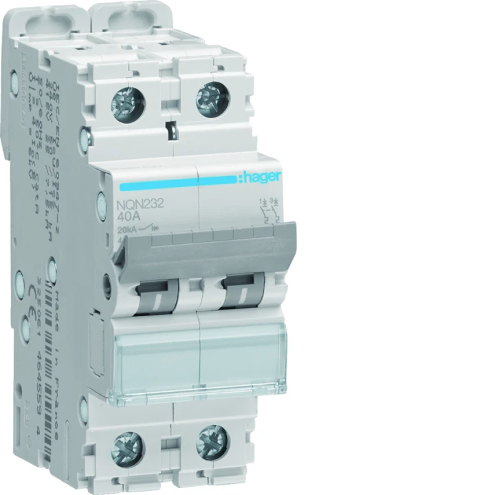 Disjoncteur 32A 2P 20kA Courbe B 2modules