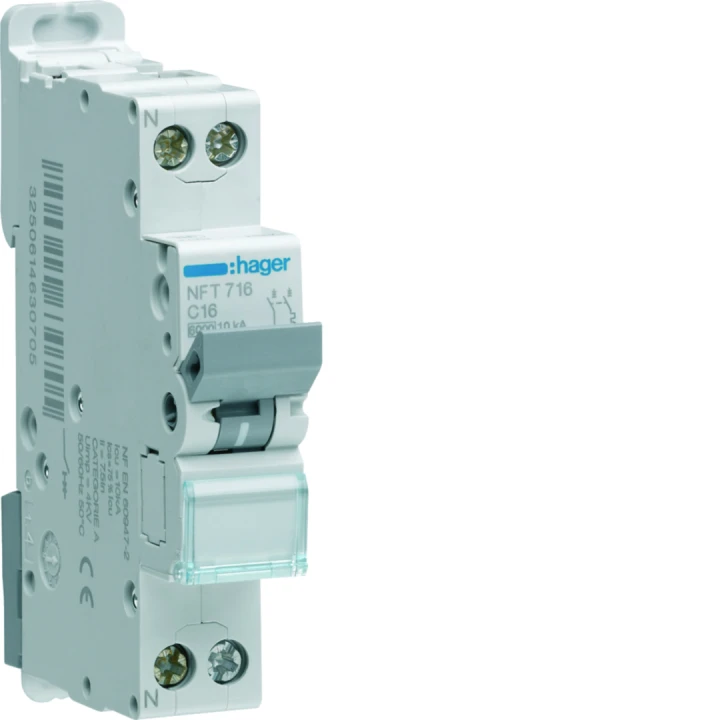 Disjoncteur 3A 1P+N 6-10kA Courbe D 1module