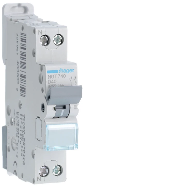Disjoncteur 40A 1P+N 6-10kA Courbe D 1module