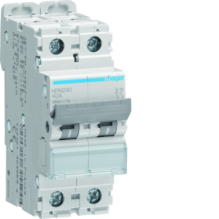 Disjoncteur 40A 2P 20kA Courbe C 2modules