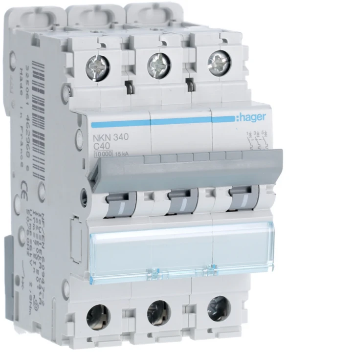 Disjoncteur 40A 3P 10-15kA Courbe C 3modules
