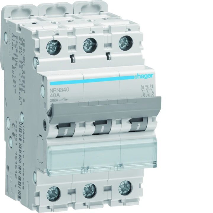 Disjoncteur 40A 3P 20kA Courbe C 3modules