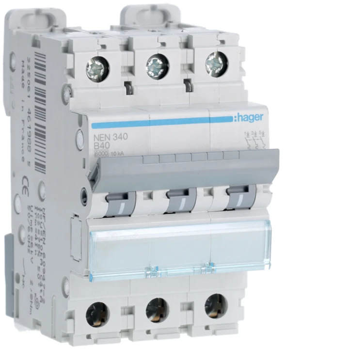 Disjoncteur 40A 3P 6-10kA Courbe B 3modules