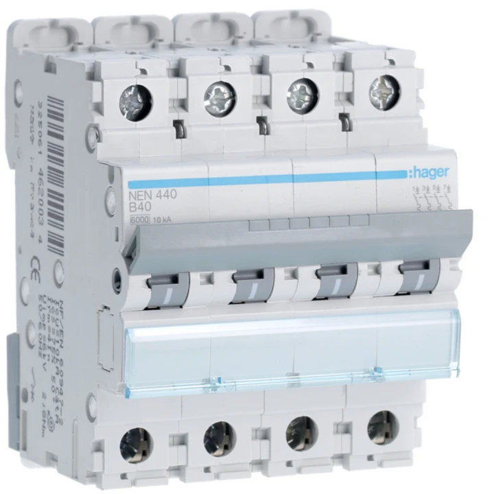 Disjoncteur 40A 4P 6-10kA Courbe B 4modules
