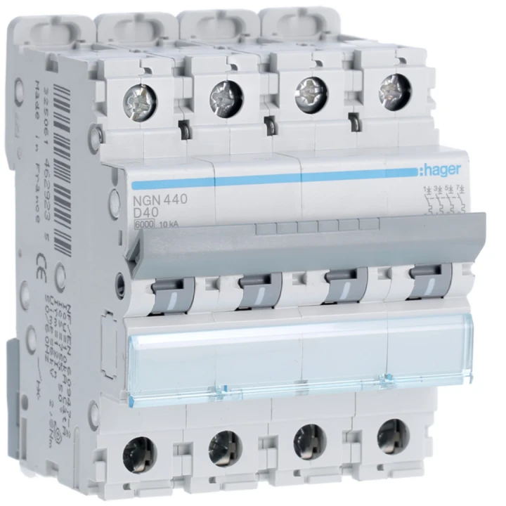 Disjoncteur 40A 4P 6-10kA Courbe D 4modules