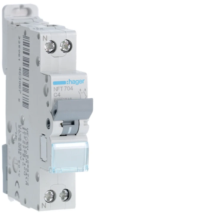 Disjoncteur 4A 1P+N 6-10kA Courbe C 1module