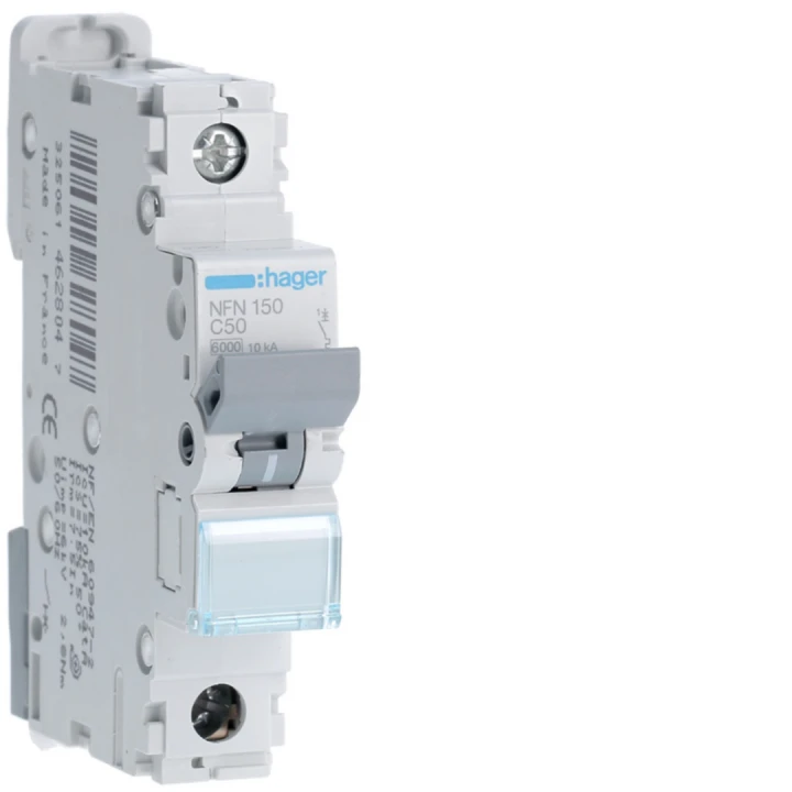 Disjoncteur 50A 1P 6-10kA Courbe C 1module