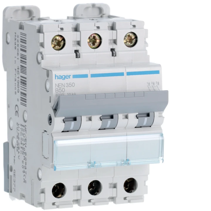 Disjoncteur 50A 3P 6-10kA Courbe B 3modules