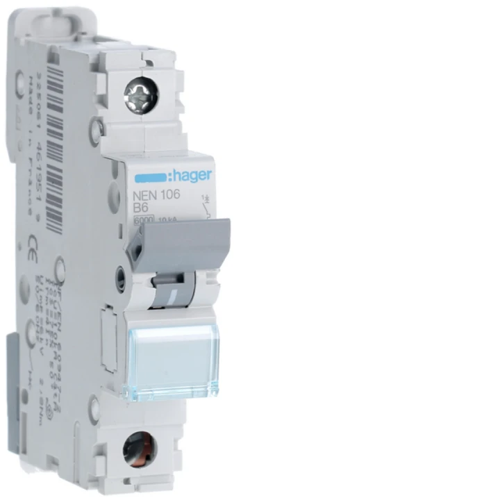 Disjoncteur 6A 1P 6-10kA Courbe B 1module