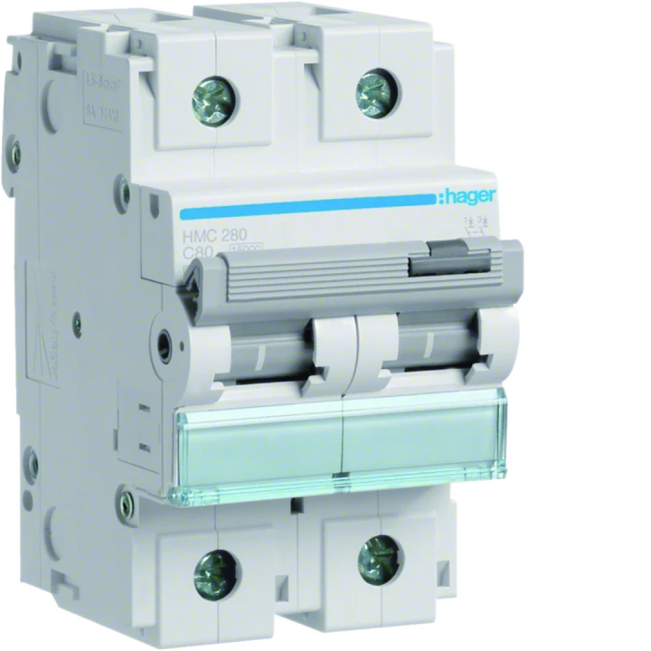 Disjoncteur 80A 2P 15kA Courbe C 3modules