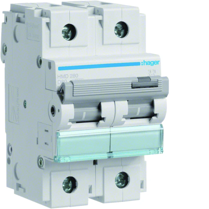 Disjoncteur 80A 2P 15kA Courbe D 3modules