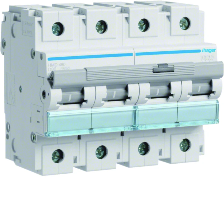 Disjoncteur 80A 4P 15kA Courbe D 6modules