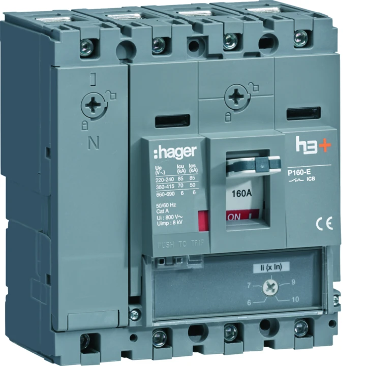 Disjoncteur Boitier Moulé h3+ P160 MAG (ICB) 4P4D  In160A Icu70kA à cage