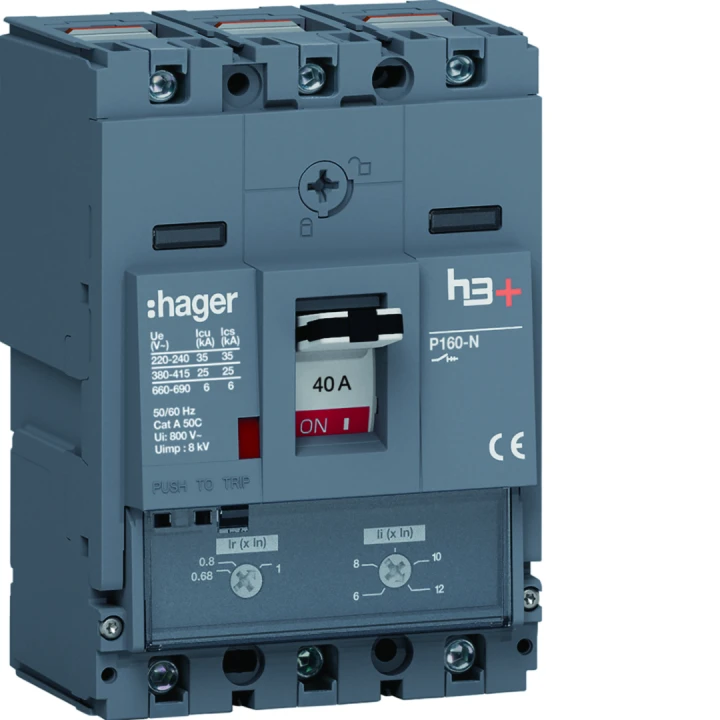 Disjoncteur Boitier Moulé h3+ P160 TM A/A 3P3D  In40A Icu25kA à cage