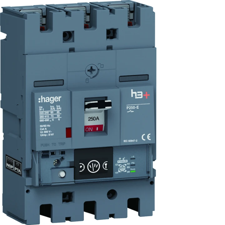 Disjoncteur Boitier Moulé h3+ P250 ENERGY 3P3D  In250A Icu70kA à plage