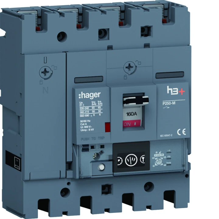 Disjoncteur Boitier Moulé h3+ P250 ENERGY 4P4D  In160A Icu50kA à plage