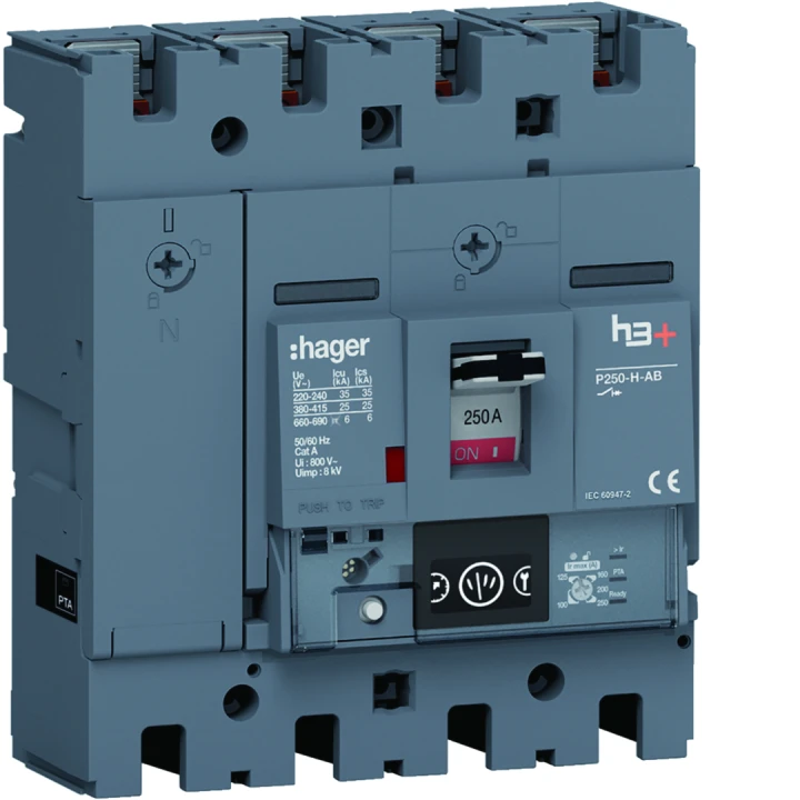 Disjoncteur Boitier Moulé h3+ P250 ENERGY AB 4P4D  In250A Icu25kA à plage