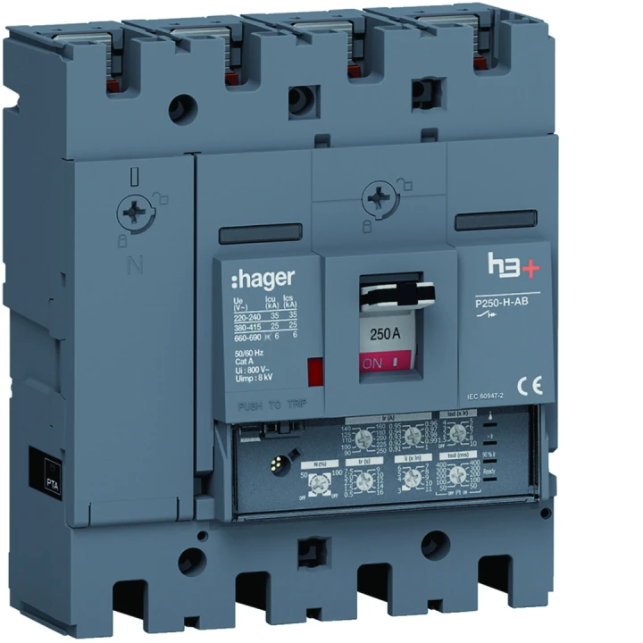 Disjoncteur Boitier Moulé h3+ P250 LSI AB 4P4D  In250A Icu25kA à plage