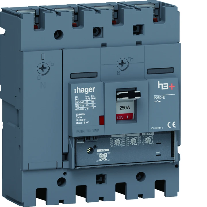 Disjoncteur Boitier Moulé h3+ P250 LSNI 4P In250A Icu70kA à plage
