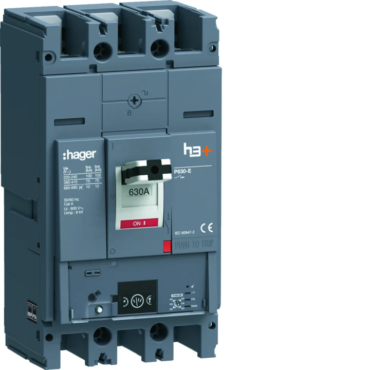 Disjoncteur Boitier Moulé h3+ P630 ENERGY 3P3D  In630A Icu70kA à plage