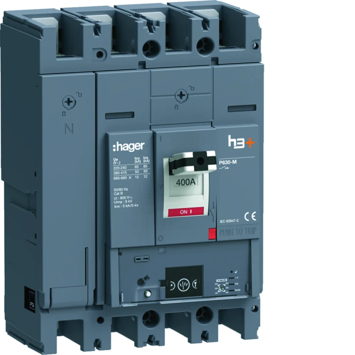 Disjoncteur Boitier Moulé h3+ P630 ENERGY 4P4D  In400A Icu50kA à plage