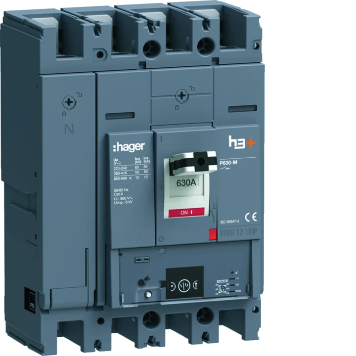 Disjoncteur Boitier Moulé h3+ P630 ENERGY 4P4D  In630A Icu50kA à plage